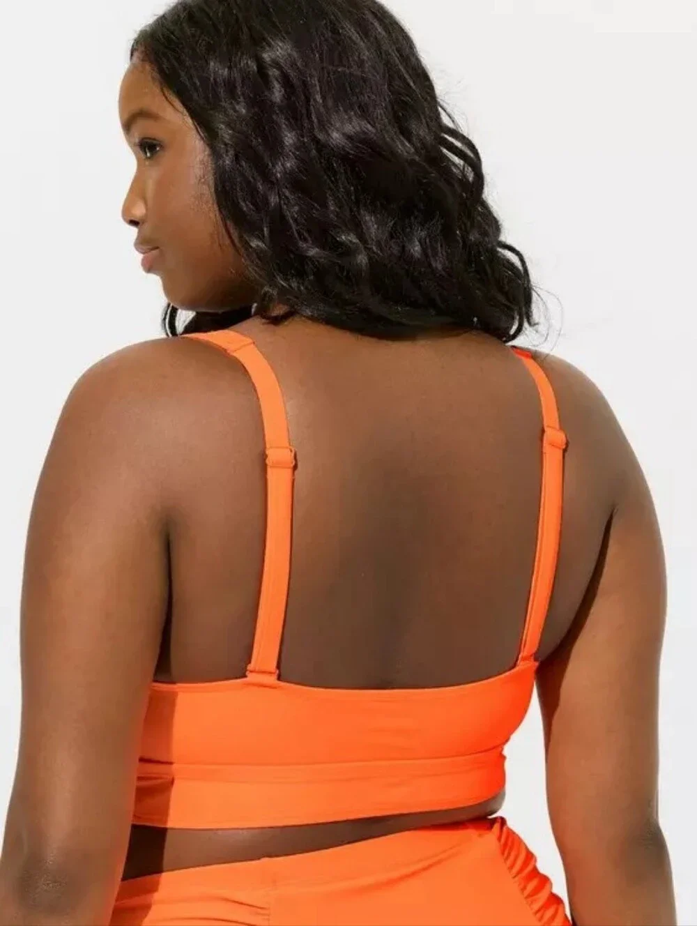 Torrid Orange Lace Up Plunge Wireless Triangle XO Bikini Top Women's Plus Sz 2X